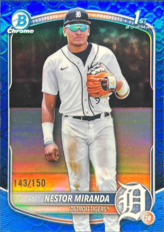 Nestor Miranda 2025 Bowman Chrome #BCP-217 Chrome Prospects - Reptilian Blue Refractor /5 RAW