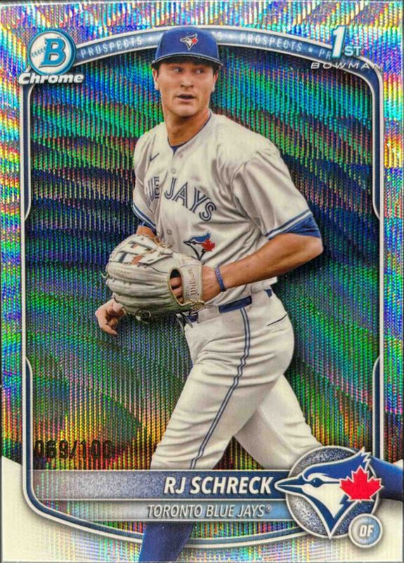 RJ Schreck 2025 Bowman Chrome #BCP-181 Chrome Prospects - Wave Refractor /(SSP) RAW