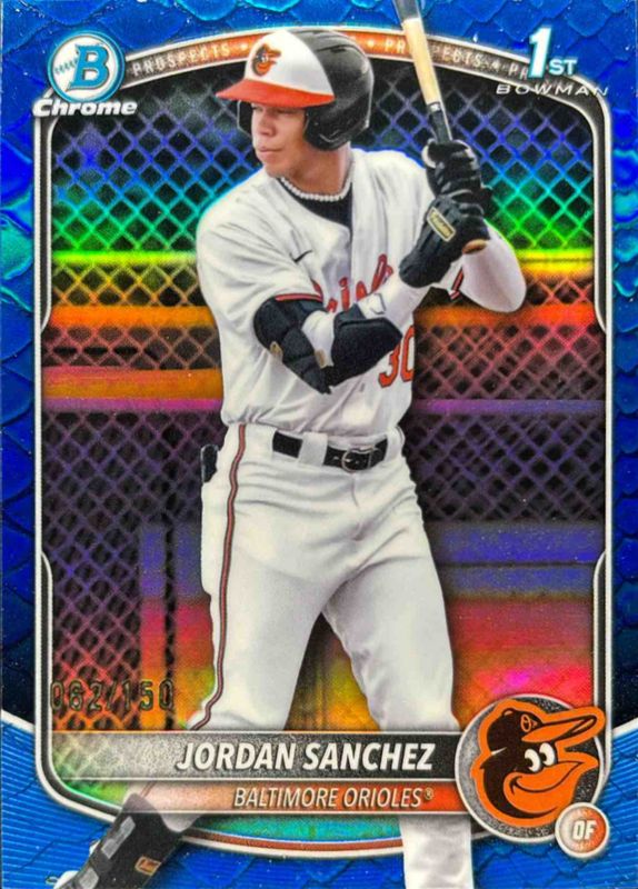 Jordan Sanchez 2025 Bowman Chrome #BCP-208 Prospects - Red Refractor /5 (1st) RAW