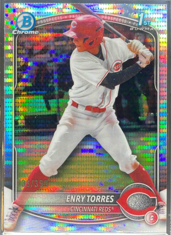 Enry Torres 2025 Bowman Chrome #BCP-168 Chrome Prospects - Pulsar Refractor /50 RAW