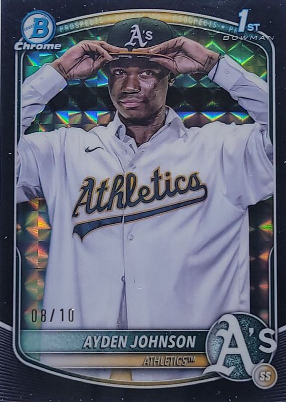 Ayden Johnson 2025 Bowman Chrome #BCP-197 Prospects - Black Geometric Refractor /10 (1st) RAW