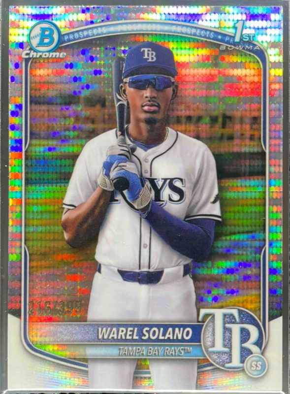 Warel Solano 2025 Bowman Chrome #BCP-225 Chrome Prospects - Pulsar Refractor /50 RAW