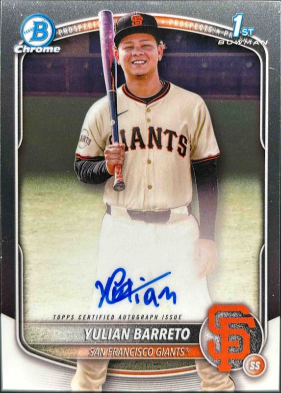 Yulian Barreto 2025 Bowman Chrome #CPA-YU Prospect Auto (1st) RAW