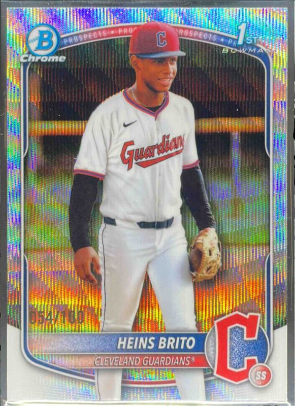 Heins Brito 2025 Bowman Chrome #BCP-203 Chrome Prospects - Wave Refractor /(SSP) RAW