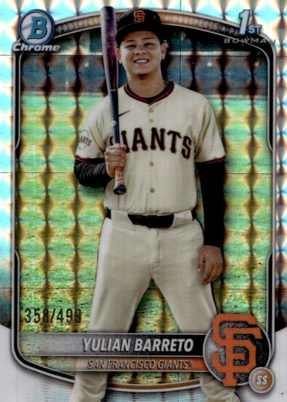 Yulian Barreto 2025 Bowman Chrome #BCP-229 Prospects - Refractor /499 (1st) RAW