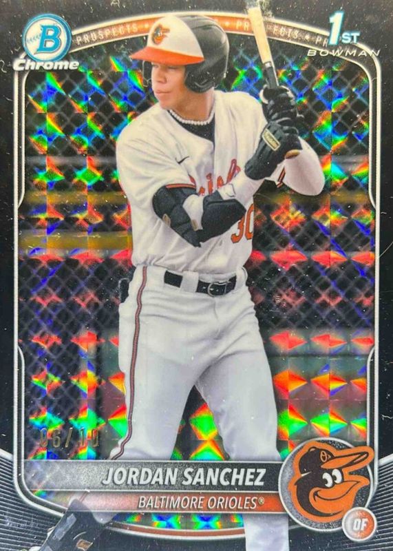 Jordan Sanchez 2025 Bowman Chrome #BCP-208 Prospects - Black Geometric Refractor /10 (1st) RAW