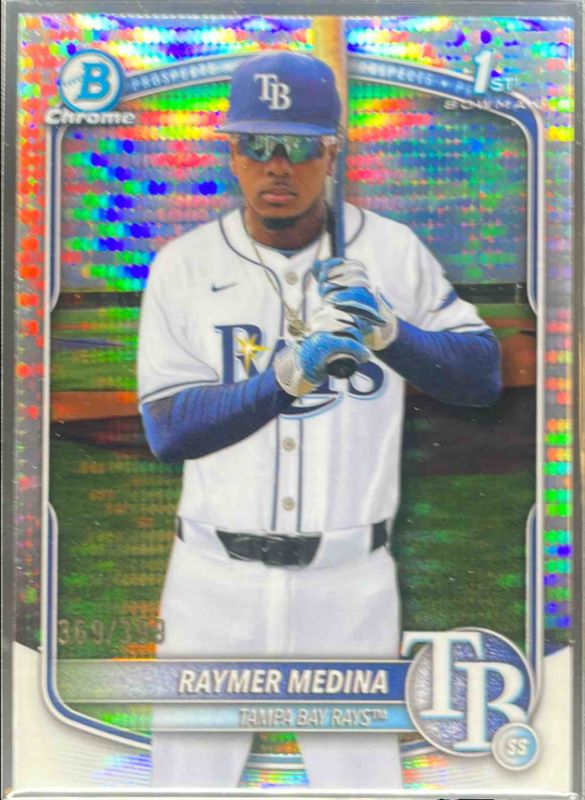 Raymer Medina 2025 Bowman Chrome #BCP-175 Chrome Prospects - Pulsar Refractor /50 RAW