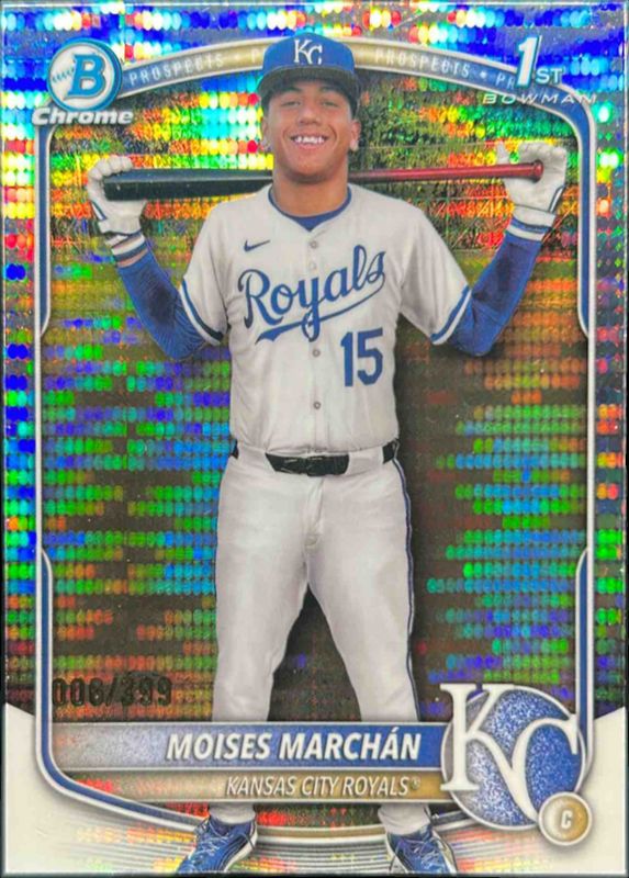 Moises Marchan 2025 Bowman Chrome #BCP-242 Chrome Prospects - Pulsar Refractor /50 RAW