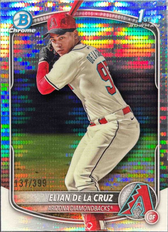 Elian De La Cruz 2025 Bowman Chrome #BCP-249 Chrome Prospects - Pulsar Refractor /50 RAW