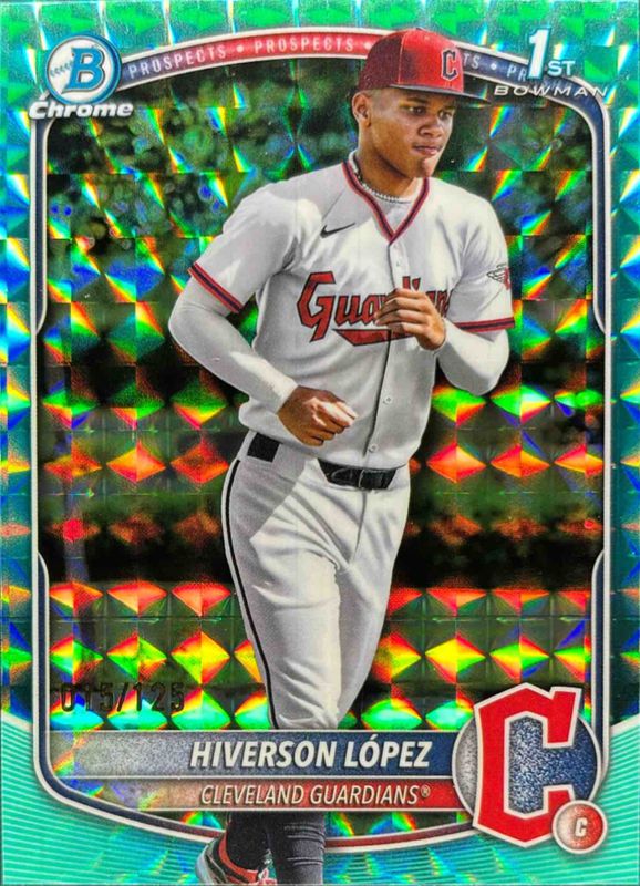 Hiverson Lopez 2025 Bowman Chrome #BCP-196 Chrome Prospects - Aqua Geometric Refractor /499 RAW