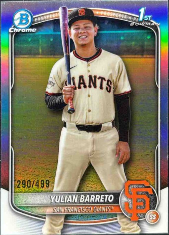 Yulian Barreto 2025 Bowman Chrome #BCP-229 Prospects - Reptilian Black Refractor /10 (1st) RAW