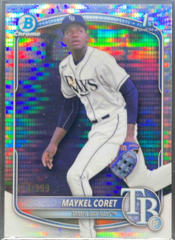 Maykel Coret 2025 Bowman Chrome #BCP-240 Chrome Prospects - Pulsar Refractor /50 RAW