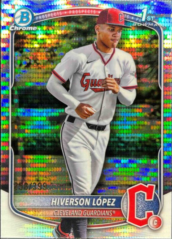 Hiverson Lopez 2025 Bowman Chrome #BCP-196 Chrome Prospects - Pulsar Refractor /50 RAW