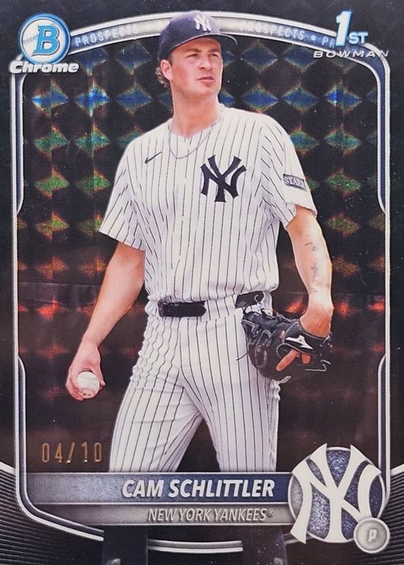 Cam Schlittler 2025 Bowman Chrome #BCP-166 Prospects - Black Geometric Refractor /10 (1st) RAW