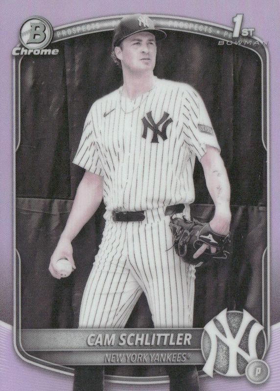 Cam Schlittler 2025 Bowman Chrome #BCP-166 Prospects - Pearl Refractor /(SSP) (1st) RAW