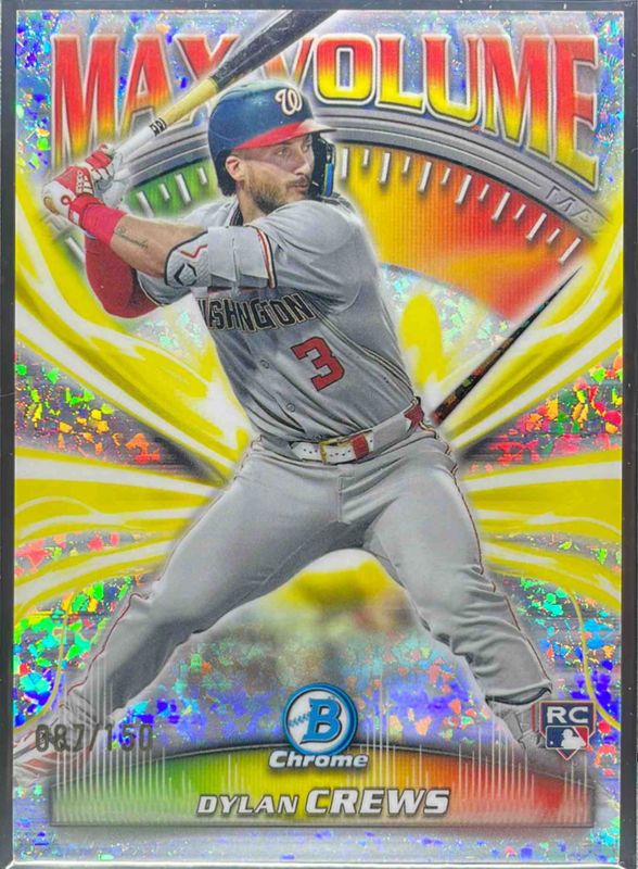 Dylan Crews 2025 Bowman Chrome #MV-9 Max Volume - Mini Diamonds Refractor /150 Rookie RAW