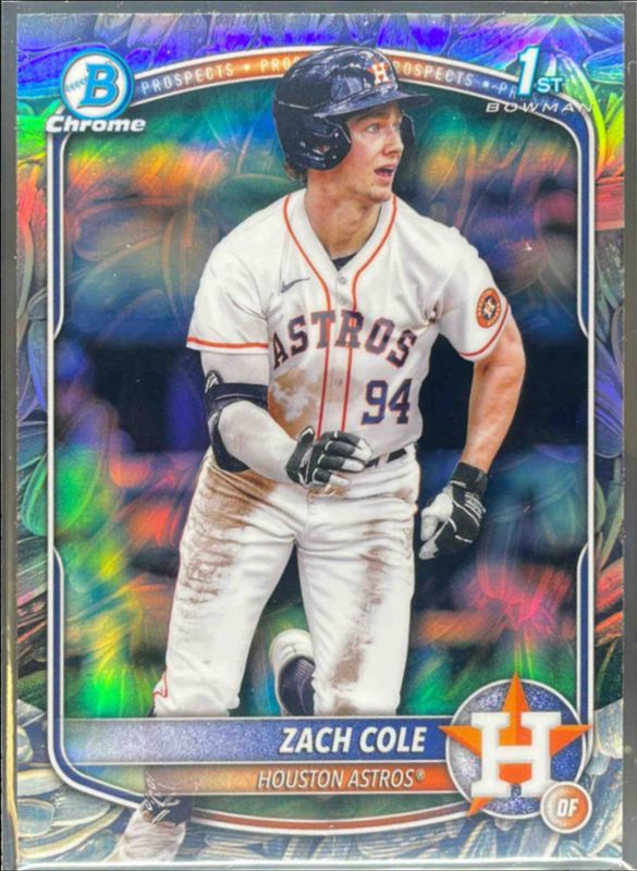 Zach Cole 2025 Bowman Chrome #BCP-244 Chrome Prospects - Sunflower Seeds Refractor RAW