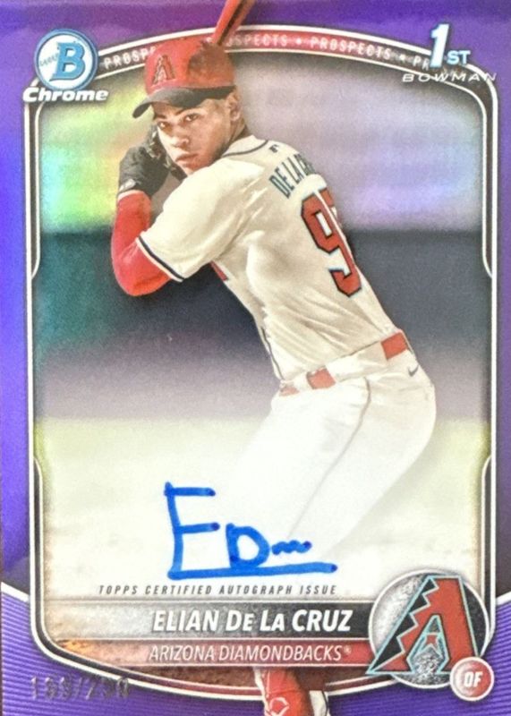 Elian De La Cruz 2025 Bowman Chrome #CPA-ED Prospect Auto - Purple Refractor /250 (1st) BGS 9.5