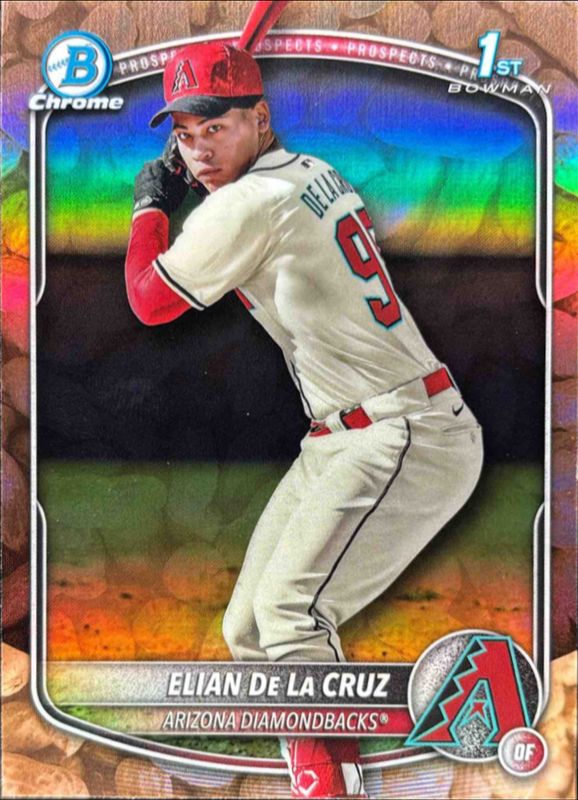 Elian De La Cruz 2025 Bowman Chrome #BCP-249 Chrome Prospects - Peanuts Refractor /50 RAW
