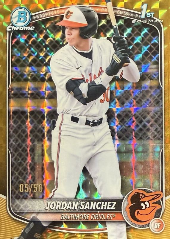 Jordan Sanchez 2025 Bowman Chrome #BCP-208 Prospects - Gold Geometric Refractor /50 (1st) RAW