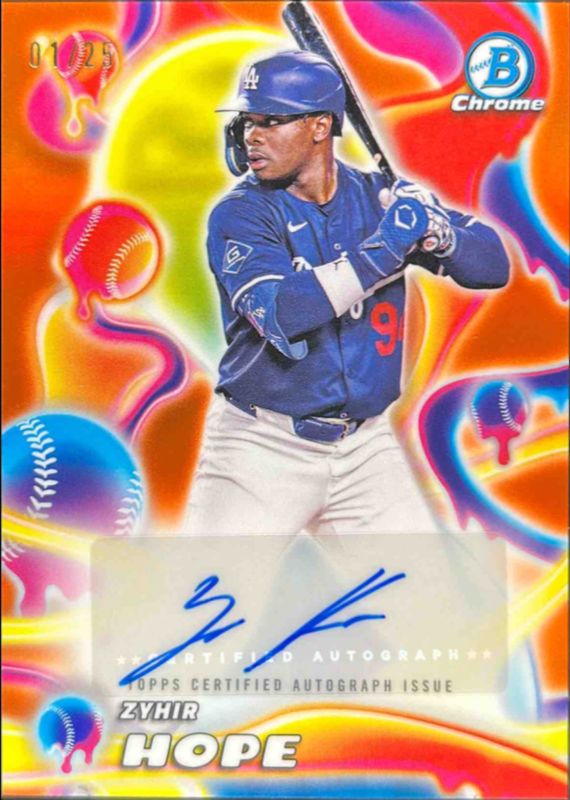Zyhir Hope 2025 Bowman Chrome #MMA-ZH Melt Mashers Autographs - Orange Refractor /25 RAW