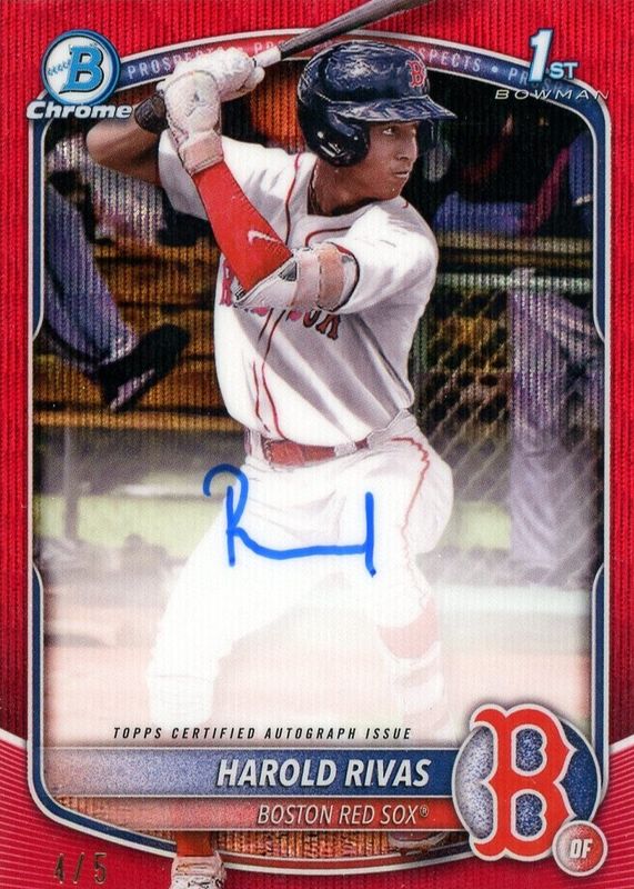 Harold Rivas 2025 Bowman Chrome #CPA-HR Prospect Auto - Red Wave Refractor /5 (1st) RAW