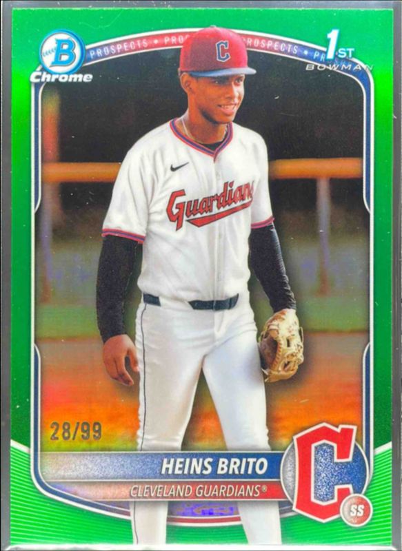 Heins Brito 2025 Bowman Chrome #BCP-203 Chrome Prospects - Green Refractor /100 RAW