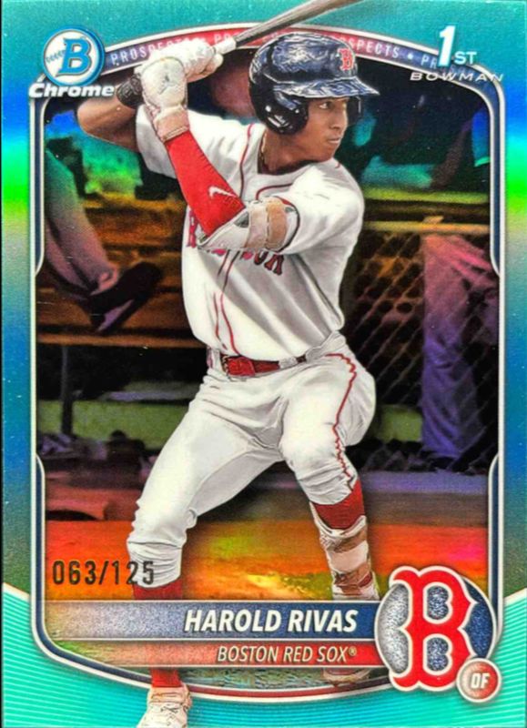Harold Rivas 2025 Bowman Chrome #BCP-216 Chrome Prospects - Aqua Refractor /299 RAW