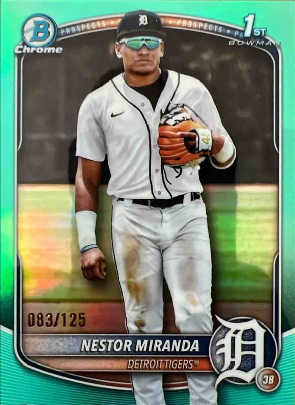 Nestor Miranda 2025 Bowman Chrome #BCP-217 Chrome Prospects - Aqua Refractor /299 RAW