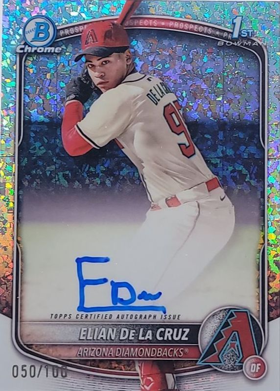 Elian De La Cruz 2025 Bowman Chrome #CPA-ED Prospect Auto - Mini-Diamond Refractor /100 (1st) PSA 10
