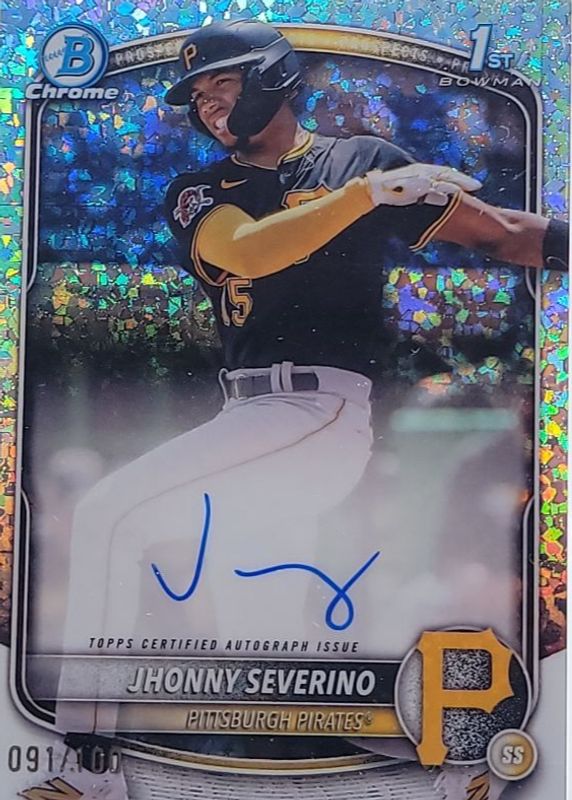 Jhonny Severino 2025 Bowman Chrome #CPA-JS Prospect Auto - Mini-Diamond Refractor /100 (1st) RAW