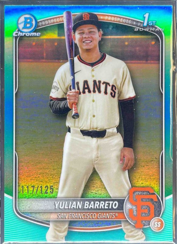 Yulian Barreto 2025 Bowman Chrome #BCP-229 Prospects - Fuchsia Geometric Refractor /299 (1st) RAW