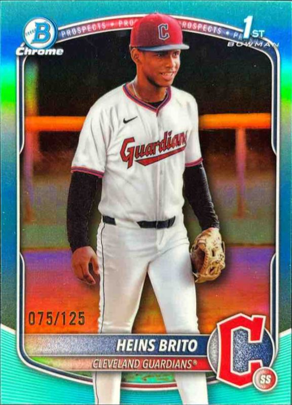 Heins Brito 2025 Bowman Chrome #BCP-203 Chrome Prospects - Aqua Refractor /299 RAW
