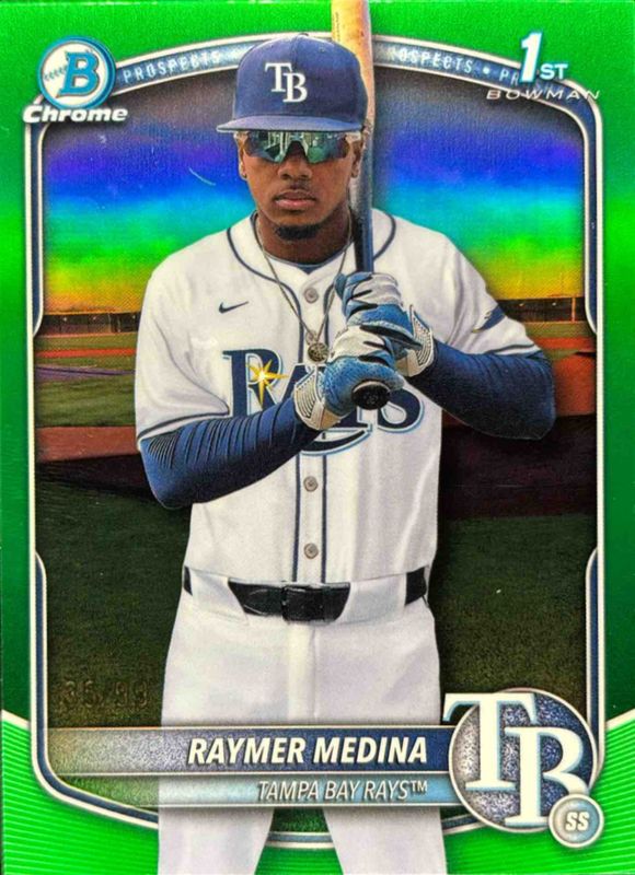 Raymer Medina 2025 Bowman Chrome #BCP-175 Chrome Prospects - Green Refractor /100 RAW