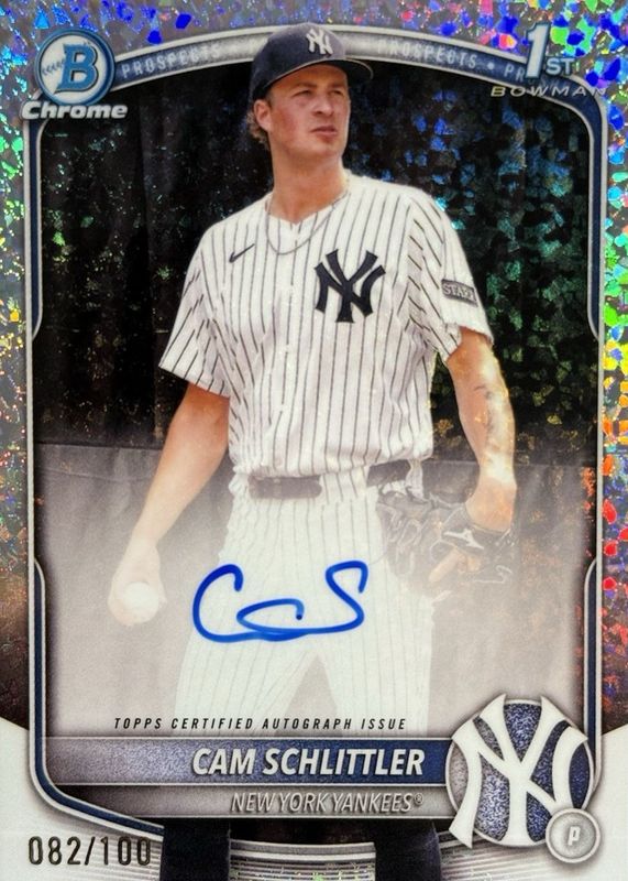Cam Schlittler 2025 Bowman Chrome #CPA-CSC Prospect Auto - Mini-Diamond Refractor /100 (1st) RAW