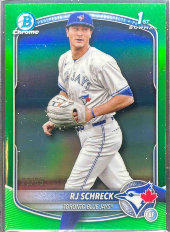 RJ Schreck 2025 Bowman Chrome #BCP-181 Chrome Prospects - Green Refractor /100 RAW