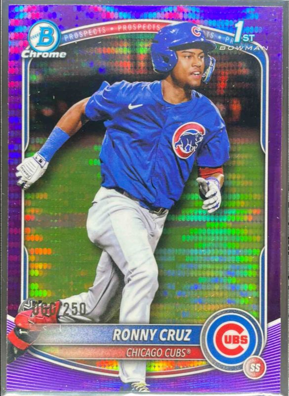 Ronny Cruz 2025 Bowman Chrome #BCP-213 Chrome Prospects - Purple Pulsar Refractor /25 RAW