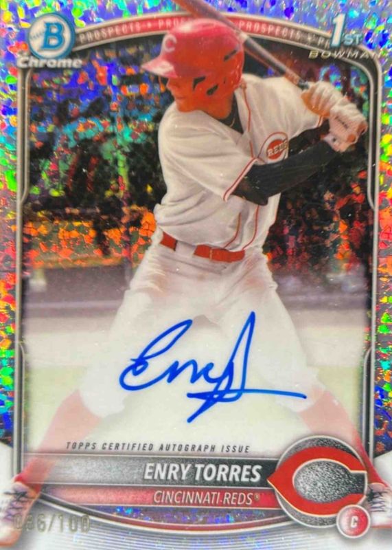 Enry Torres 2025 Bowman Chrome #CPA-ET Prospect Auto - Mini-Diamond Refractor /100 (1st) RAW