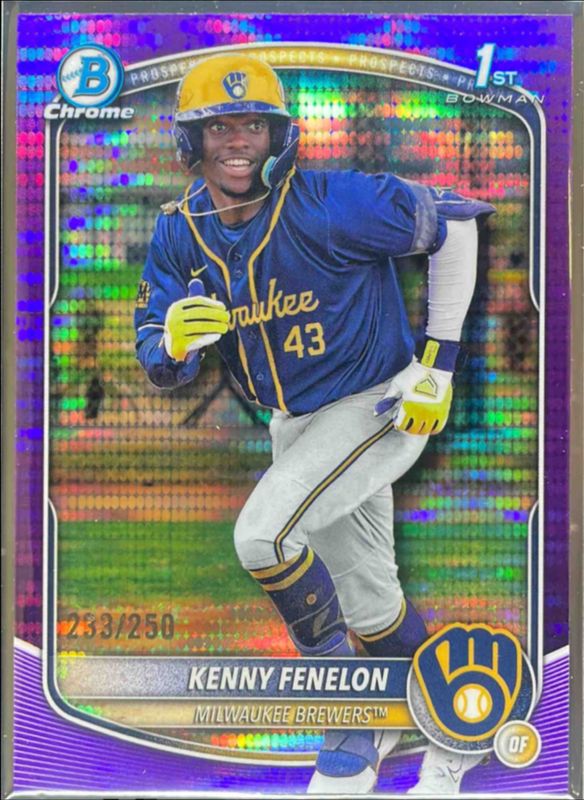 Kenny Fenelon 2025 Bowman Chrome #BCP-190 Chrome Prospects - Purple Pulsar Refractor /25 RAW
