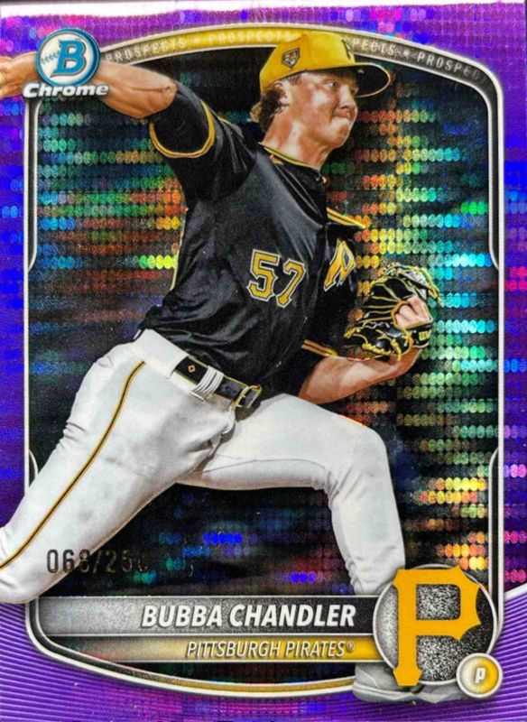 Bubba Chandler 2025 Bowman Chrome #BCP-171 Chrome Prospects - Purple Pulsar Refractor /25 RAW