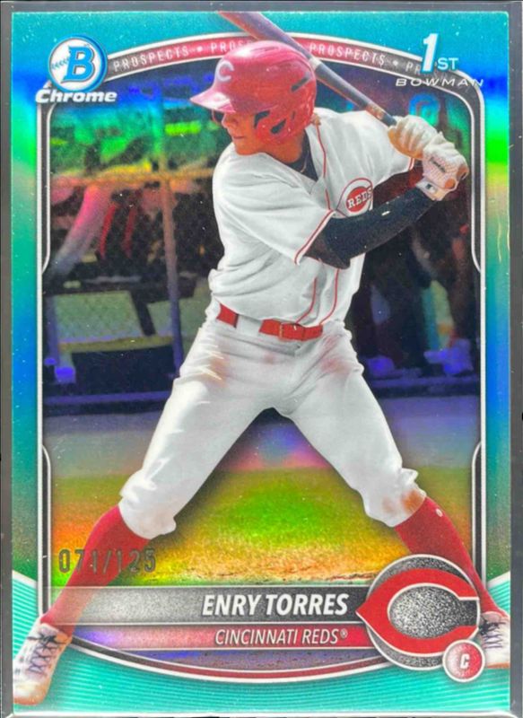 Enry Torres 2025 Bowman Chrome #BCP-168 Chrome Prospects - Aqua Refractor /299 RAW