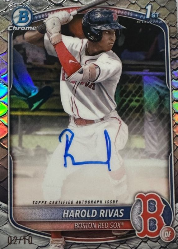 Harold Rivas 2025 Bowman Chrome #CPA-HR Prospect Auto - Reptilian Black Refractor /10 (1st) RAW
