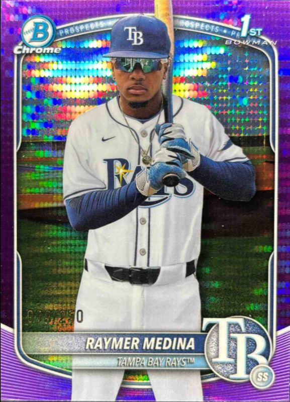 Raymer Medina 2025 Bowman Chrome #BCP-175 Chrome Prospects - Purple Pulsar Refractor /25 RAW