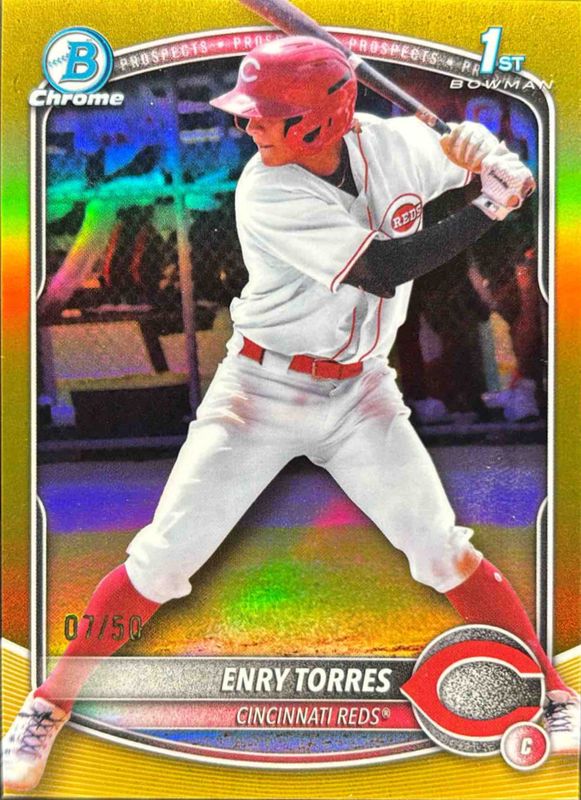 Enry Torres 2025 Bowman Chrome #BCP-168 Chrome Prospects - Gold Refractor /150 RAW