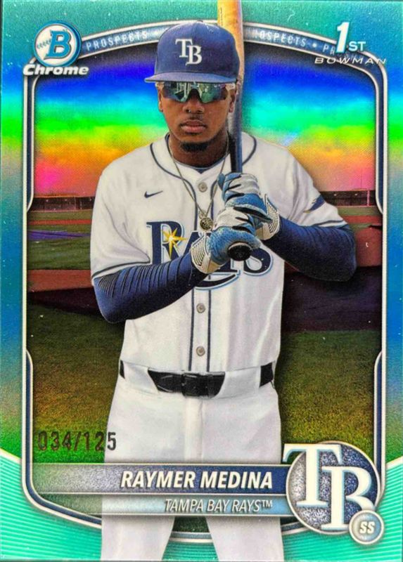 Raymer Medina 2025 Bowman Chrome #BCP-175 Chrome Prospects - Aqua Refractor /299 RAW