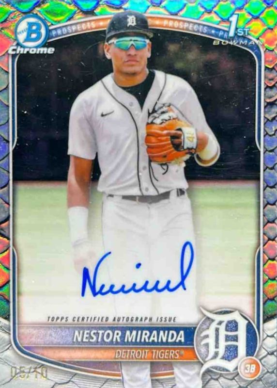 Nestor Miranda 2025 Bowman Chrome #CPA-NM Prospect Auto - Reptilian Black Refractor /10 (1st) RAW