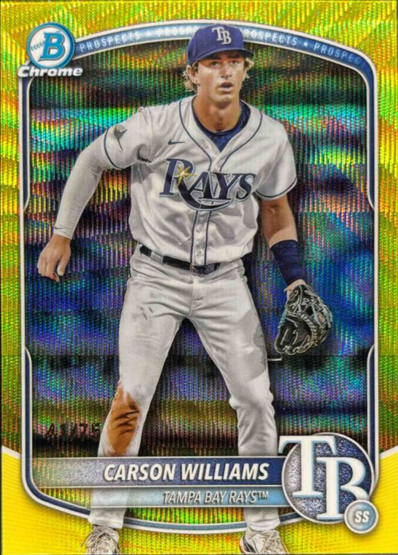 Carson Williams 2025 Bowman Chrome #BCP-234 Chrome Prospects - Yellow Wave Refractor RAW