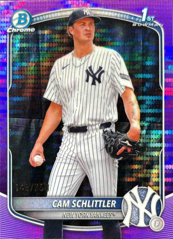 Cam Schlittler 2025 Bowman Chrome #BCP-166 Prospects - Orange Geometric Refractor /25 (1st) RAW