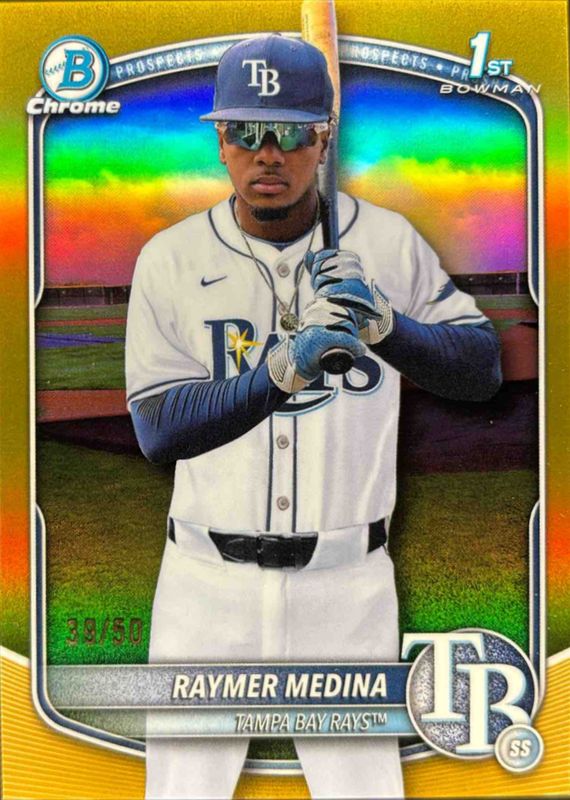 Raymer Medina 2025 Bowman Chrome #BCP-175 Chrome Prospects - Gold Refractor /150 RAW