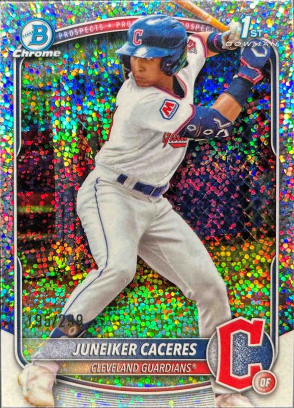 Juneiker Caceres 2025 Bowman Chrome #BCP-231 Chrome Prospects - Speckle Refractor RAW